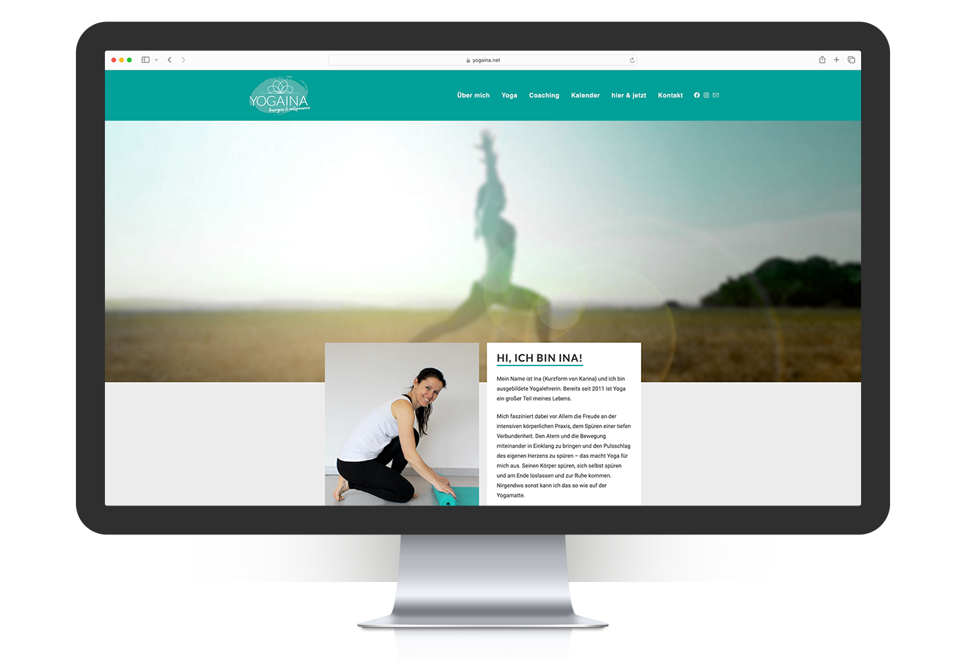 Wordpress-Website inklusive Kalender für Kursübersicht für Yogatrainerin "YOGAINA" – Karina Samtleben inklusive responsivem Webdesign