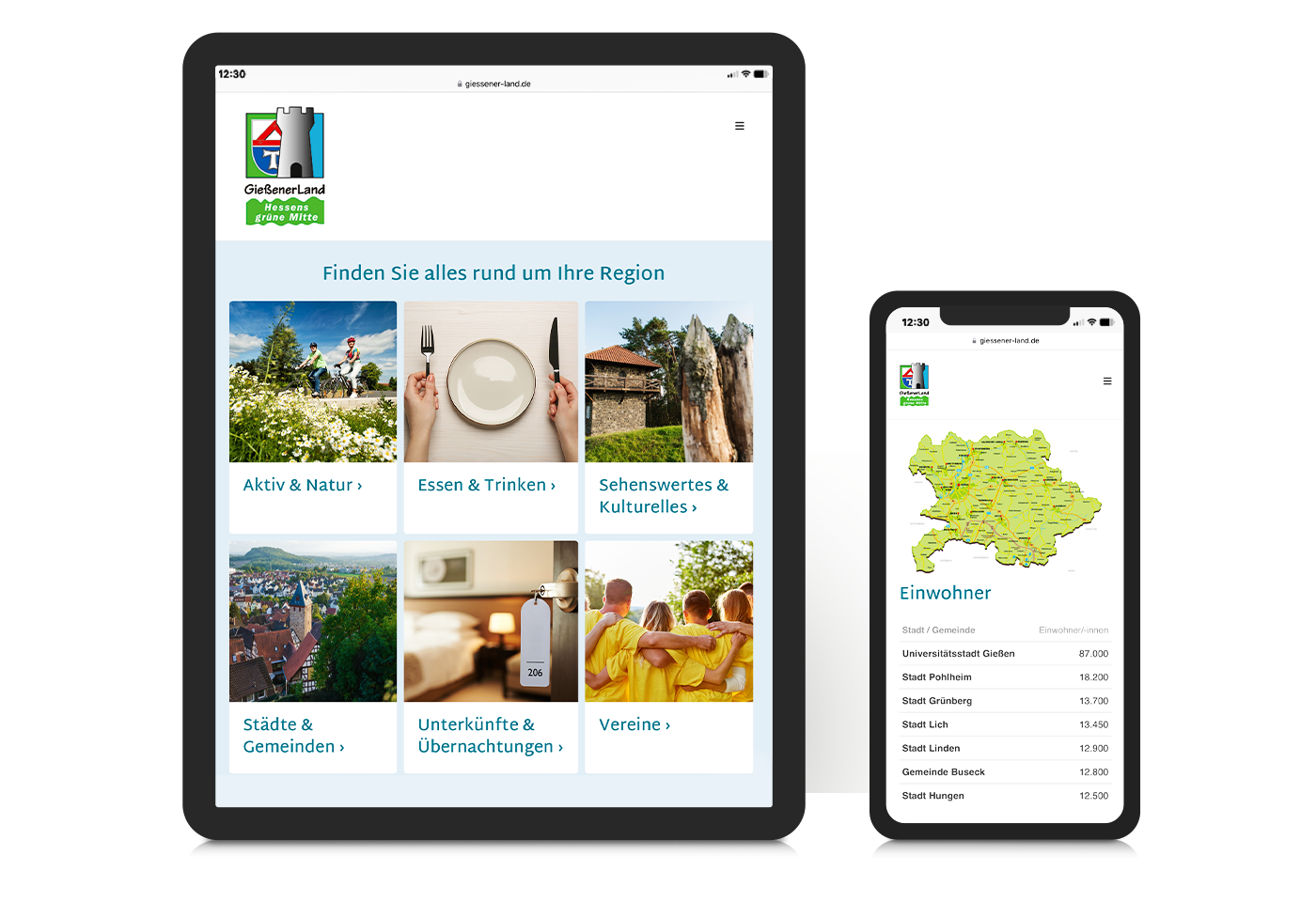 Responsives Webdesign für Tourismus im Landkreis Gießen (LKGI) – www.giessener-land.de